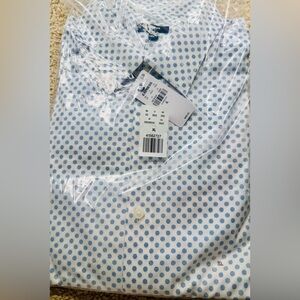 Express Men’s Blue Dot Print Dress Shirt XL | New with Tags